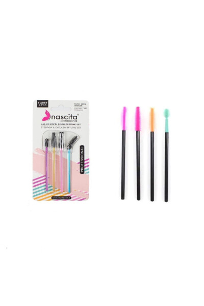 4-Piece Silicone Eyebrow & Mascara Set + 4-Piece Eyebrow & Eyelash Shaping Brush Set - 1