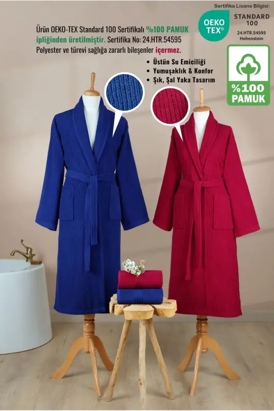 4-Piece Striped Bathrobe Set 100% Certified Cotton - 2