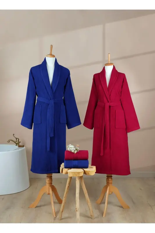 4-Piece Striped Bathrobe Set 100% Certified Cotton - 3