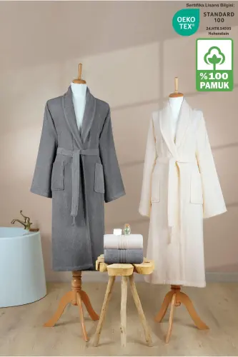 4-Piece Striped Bathrobe Set 100% Certified Cotton - 1