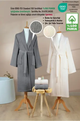4-Piece Striped Bathrobe Set 100% Certified Cotton - ELLALINE (1)