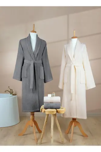 4-Piece Striped Bathrobe Set 100% Certified Cotton - 3