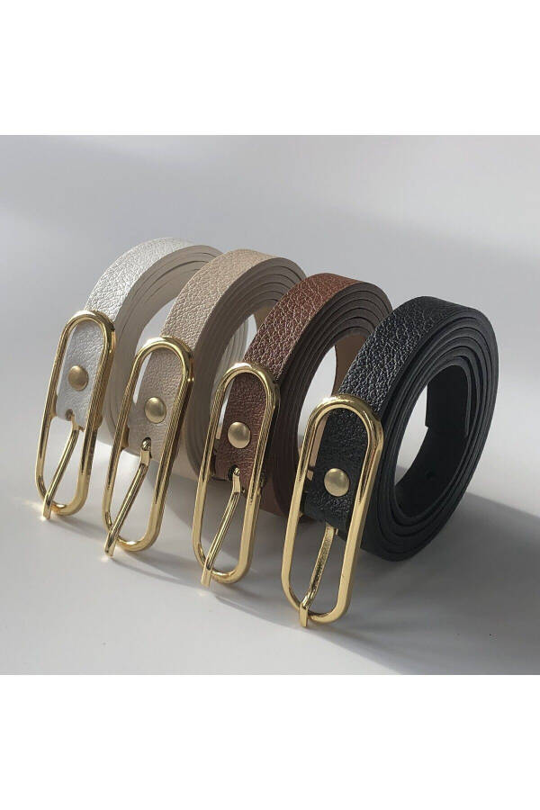 4-Piece Wide Buckle Thin Women's Belt, Jacket Belt, Dress Belt, Shirt Belt - 7