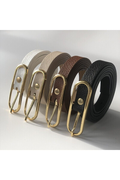 4-Piece Wide Buckle Thin Women's Belt, Jacket Belt, Dress Belt, Shirt Belt - 8