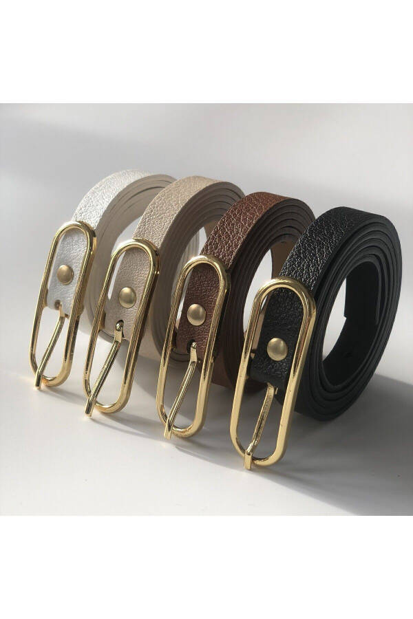 4-Piece Wide Buckle Thin Women's Belt, Jacket Belt, Dress Belt, Shirt Belt - 4