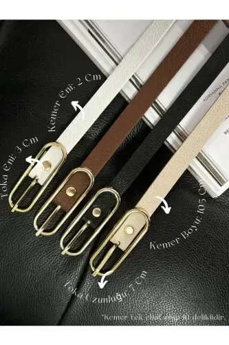 4-Piece Wide Buckle Thin Women's Belt, Jacket Belt, Dress Belt, Shirt Belt - 5