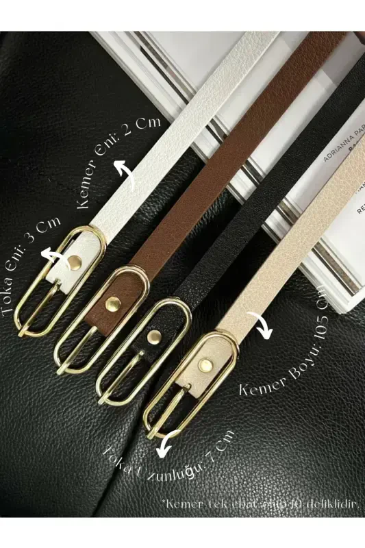 4-Piece Wide Buckle Thin Women's Belt, Jacket Belt, Dress Belt, Shirt Belt - 5