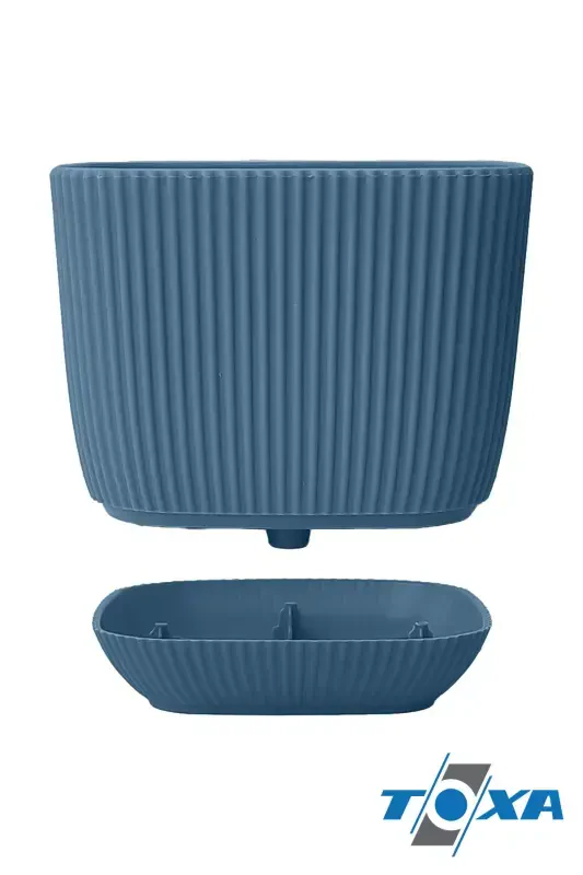 4 Pieces 0.27 Liter Blue Coral Square Pot Mini Size Cactus Succulent Pot with Saucer Plastic Pot-BLUE - 4