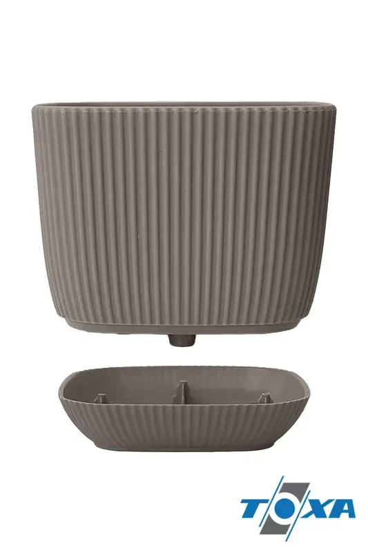 4 Pieces 0.27 Liter Coffee Coral Square Pot Mini Size Cactus Succulent Pot with Saucer Plastic Pot-COFFEE - 4