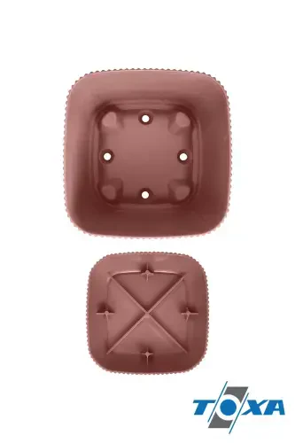 4 Pieces 0.27 Liter Pink Coral Square Pot Mini Size Cactus Succulent Pot with Saucer Plastic Pot-PINK - 5