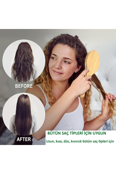 4 Pieces Natural Bamboo Brush Comb Set 100% Bamboo Set - 7