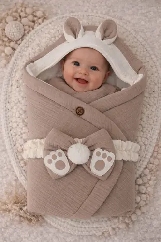 4 Qavat Muslin Qahva Chaqaloq Kundağı Unisex Tashqi Kundaq Adyol Kasalxona Chiqishi Sovg'a - TOMUYCUK (1)