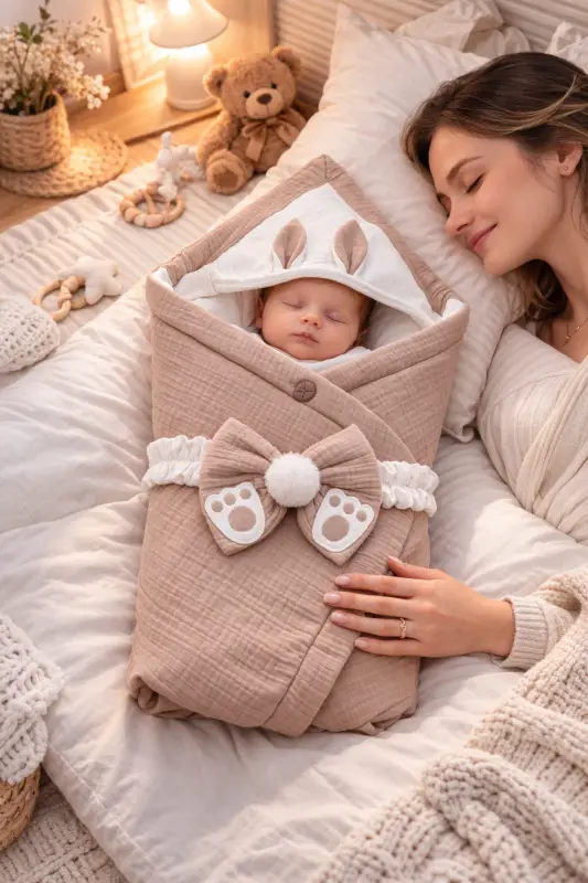 4 Qavat Muslin Qahva Chaqaloq Kundağı Unisex Tashqi Kundaq Adyol Kasalxona Chiqishi Sovg'a - 5