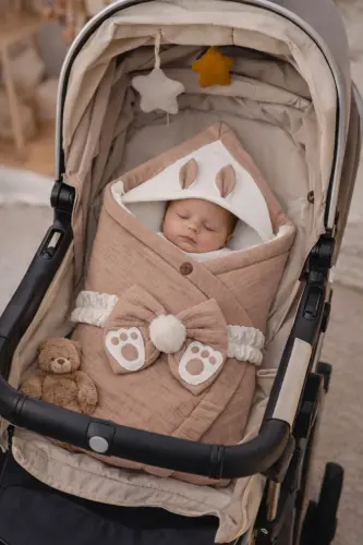 4 Qavat Muslin Qahva Chaqaloq Kundağı Unisex Tashqi Kundaq Adyol Kasalxona Chiqishi Sovg'a - 6