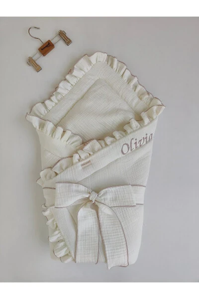 4 Qavatli Muslin Bolalar Adyali Ekru Qiz Bola Bolalar Tashqi Kundak Kasalxona Chiqishi Sovg'a Yangi Tug'ilgan - 8