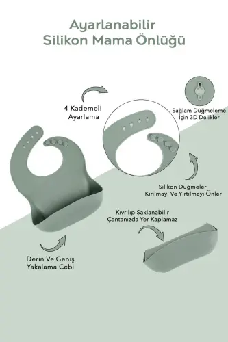 4 qismli silikon oziqlantirish to'plami - Emzik - Vakuumli oziqlantirish idishi - Somonli stakan - Qoshiq - Yashil - 3