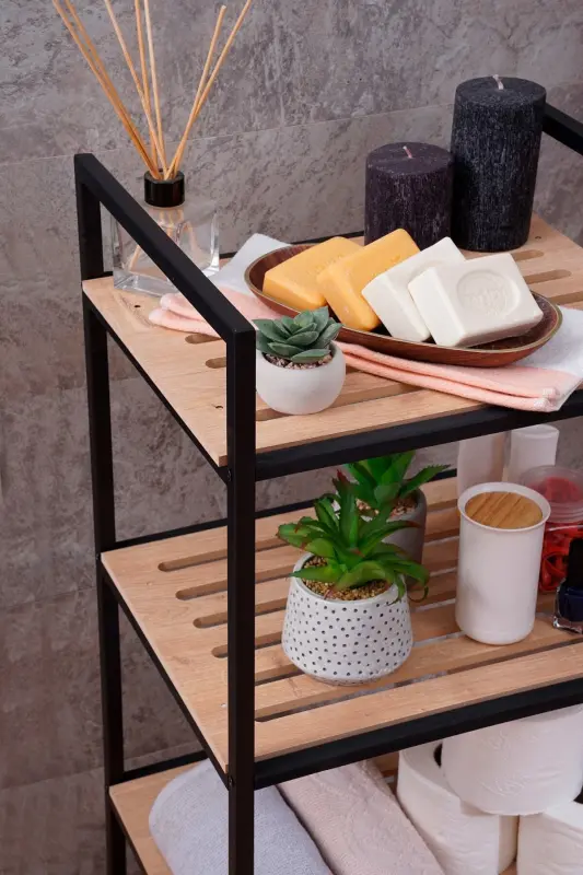 4 Rafli Hammom Saqlash Raft Oshxona Hammom Shkafi Ko'p Maqsadli Saqlash Raft - 2