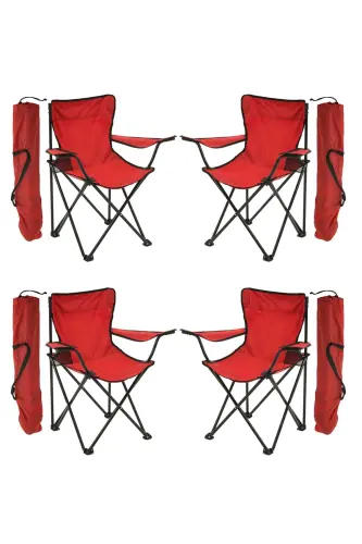 4-Seat Director Camp Chair Picnic Chair Folding Chair with Carrying Bag - Red - RED - 1