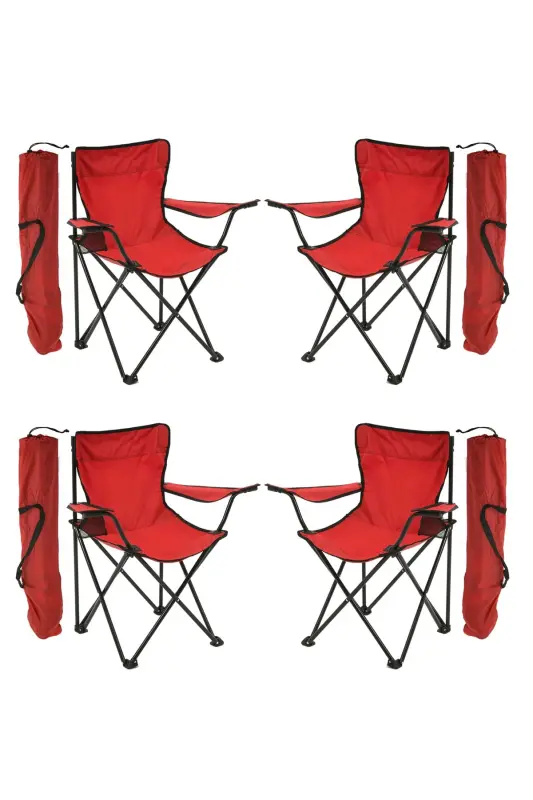 4-Seat Director Camp Chair Picnic Chair Folding Chair with Carrying Bag - Red - RED - 1