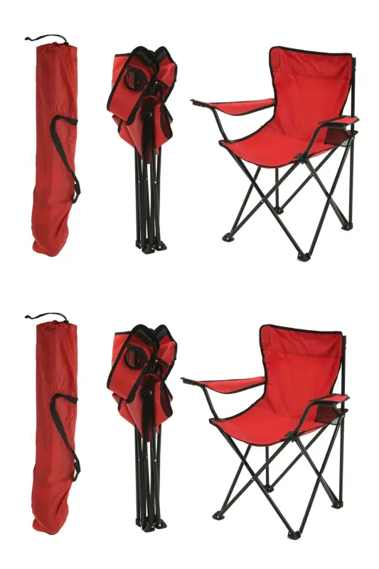 4-Seat Director Camp Chair Picnic Chair Folding Chair with Carrying Bag - Red - RED - 2