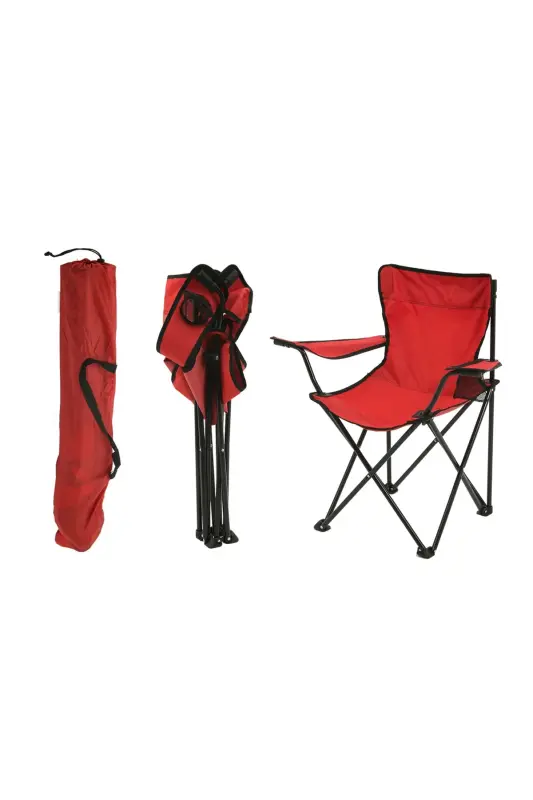 4-Seat Director Camp Chair Picnic Chair Folding Chair with Carrying Bag - Red - RED - 5