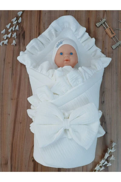 4-слойное Муслиновое Белое Детское Одеяло Натуральное Органическое Сонное Детское Пеленание Выписка Из Роддома Новорожденный - TOMUYCUK (1)