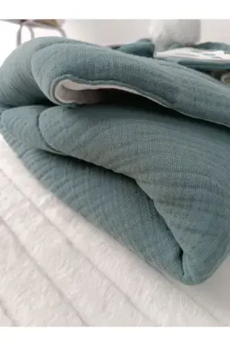 4-слойное муслиновое зеленое детское одеяло 100% хлопок, натуральный органический спальный мешок, выписка из роддома-ЗЕЛЕНЫЙ - 5