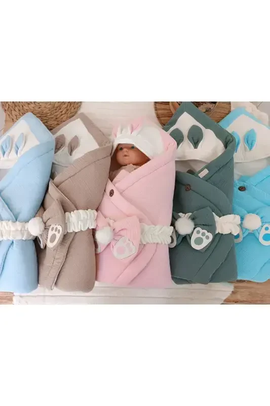 4-слойное муслиновое зеленое детское одеяло 100% хлопок, натуральный органический спальный мешок, выписка из роддома-ЗЕЛЕНЫЙ - 6