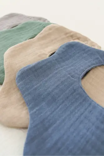 4-слойный 100% органический хлопок, 8-слойная муслиновая слюнявчик-нагрудник для кормления с цветочным рисунком для мальчиков (МОДЕЛЬ 1) - 6