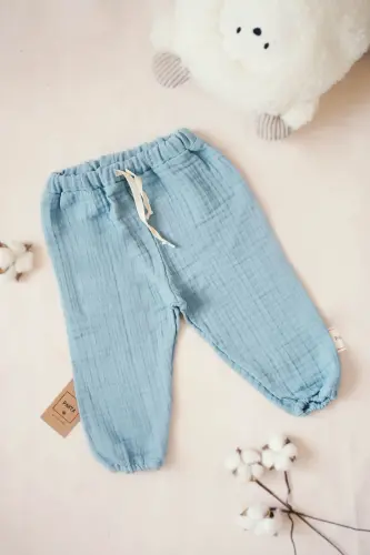 4-слойный муслиновый комплект для детей из 100% хлопка: толстовка с длинными рукавами и брюки. - 2