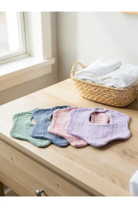 4 шт. 100% Органический Хлопок 8 Слойный Мульти Муслин Цветок Детский Слюнявчик и Нагрудник - 7