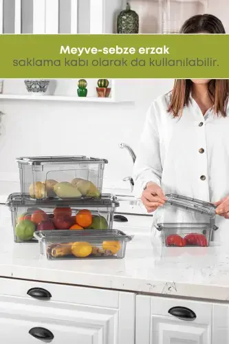 4 шт. запирающихся контейнера для хранения мясного фарша и продуктов, органайзер для холодильника, 3 л, морозильная камера, 4 шт., 3 л - 5