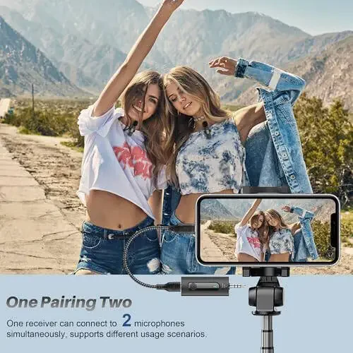 4 ta 1 da Professional Simsiz Lapel Mikrofoni - 2 Paket Mini Mikrofon iPhone Android Kamera Uchun, Shovqinni Pasaytirish Lapel Mikrofoni Ultra Kam Kechikish Video Yozuv, YouTube, Intervyu, TikTok va Vlog Uchun - 7