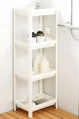 4 Tier Bathroom Shelf Kitchen Shelf Bathroom Organizer Shampoo Towel Rack Detergent Cabinet Organizer White - 5