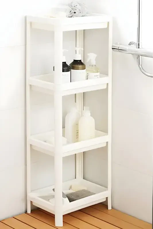 4 Tier Bathroom Shelf Kitchen Shelf Bathroom Organizer Shampoo Towel Rack Detergent Cabinet Organizer White - 5