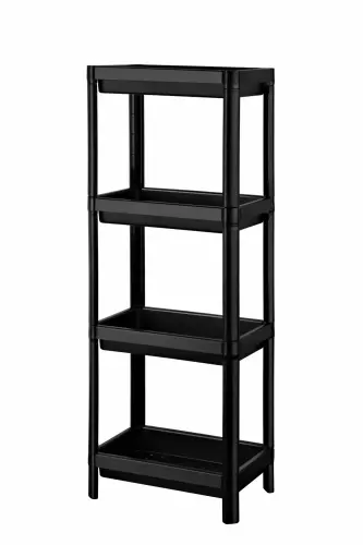 4 Tier Bathroom Shelf Kitchen Shelf Bathroom Organizer Shampoo Towel Rack Detergent Organizer Black-BLACK - 5