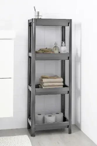4 Tier Bathroom Shelf Kitchen Shelf Grey Bathroom Organizer Shampoo Towel Detergent Organizer-Grey - DEYHOME (1)