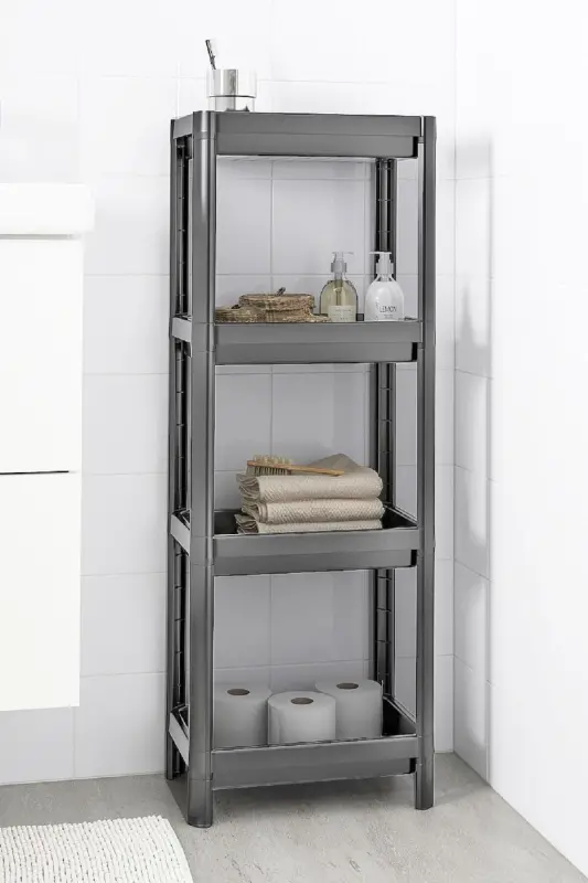 4 Tier Bathroom Shelf Kitchen Shelf Grey Bathroom Organizer Shampoo Towel Detergent Organizer-Grey - 2
