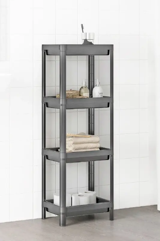 4 Tier Bathroom Shelf Kitchen Shelf Grey Bathroom Organizer Shampoo Towel Detergent Organizer-Grey - 3