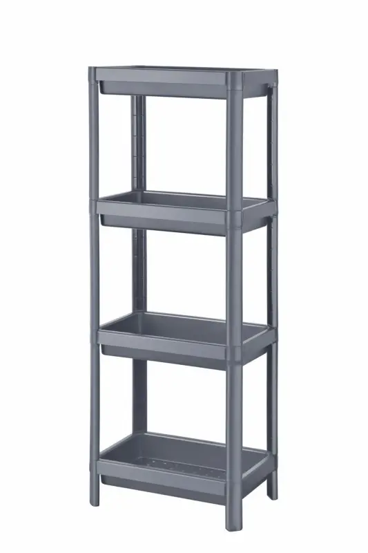 4 Tier Bathroom Shelf Kitchen Shelf Grey Bathroom Organizer Shampoo Towel Detergent Organizer-Grey - 4