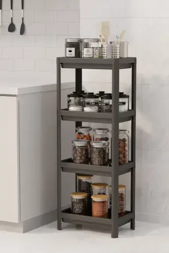 4 Tier Bathroom Shelf Unit Black Bathroom Organizer Shampoo Holder Towel Rack Cabinet - OMAŞ HOUSEHOLD PRODUCT (1)