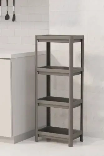 4 Tier Bathroom Shelf Unit Black Bathroom Organizer Shampoo Holder Towel Rack Cabinet - 3