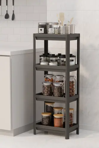 4 Tier Bathroom Shelf Unit Black Bathroom Organizer Shampoo Holder Towel Rack Cabinet - OMAŞ HOUSEHOLD PRODUCT (1)