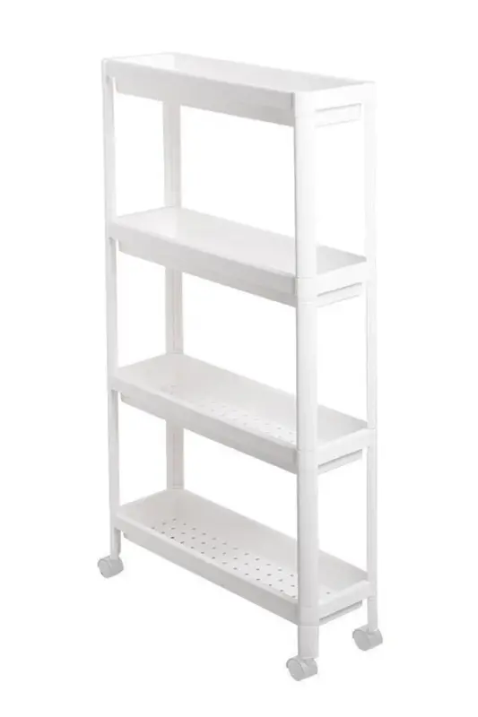 4-Tier White Rolling Shelf Unit Bathroom Shelf Kitchen Shelf Serving Cart Multi-Purpose Organizer - 6