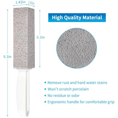 4TH Pumice Stone for Toilet Bowl Cleaning,Pumice Stick with Handle,Cleans Away Limescale Stain,Hard Water Rings, Calcium Buildup,Iron and Rust. Remover for Tile/Bath/Kitchen/Household - 2 Piece - 4TH