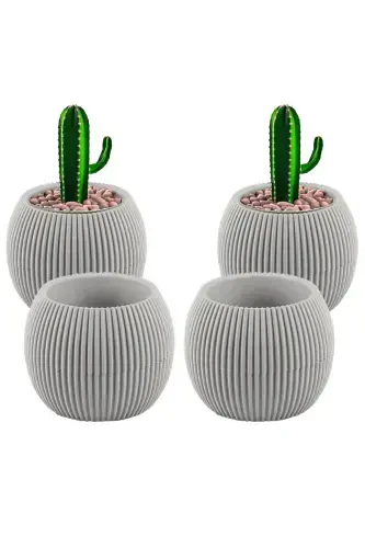 4 Units 0.15 Liter Mini Coral Cactus Succulent Pot Small Plastic Pot No 1-BEIGE - 1