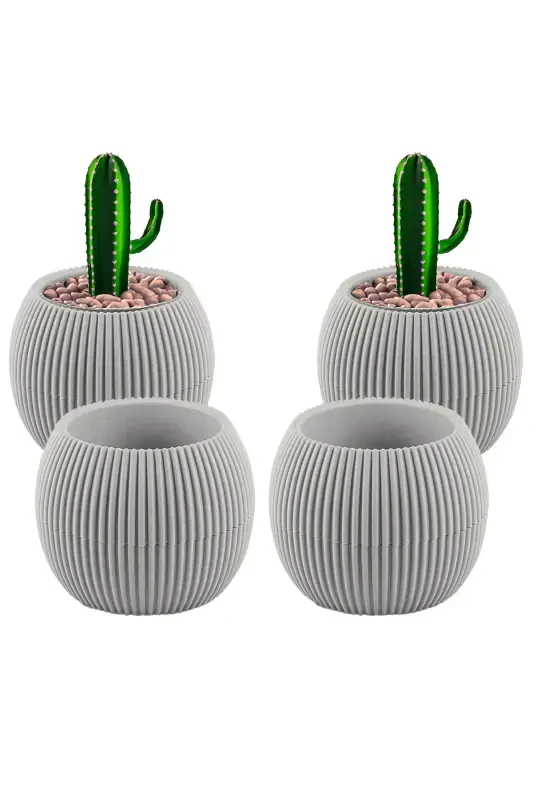 4 Units 0.15 Liter Mini Coral Cactus Succulent Pot Small Plastic Pot No 1-BEIGE - 1