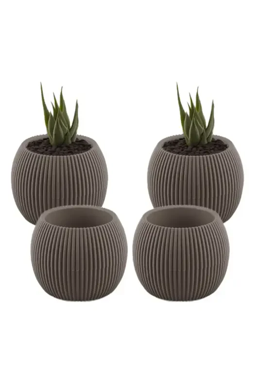 4 Units 0.15 Liter Mini Coral Cactus Succulent Pot Tiny Plastic Pot No 1-Brown - 1