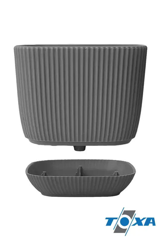 4 Units 0.27 Liter Anthracite Coral Square Pot Mini Size Cactus Succulent Pot with Saucer Plastic Pot-ANTHRACITE - 4