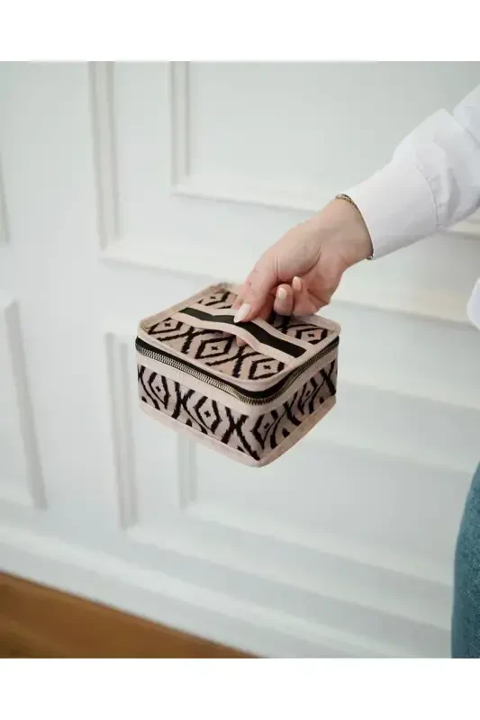 4-х Секционная Косметичка Косметический Набор Чемоданов | Дорожная Косметичка для Макияжа-Бежевый - 2